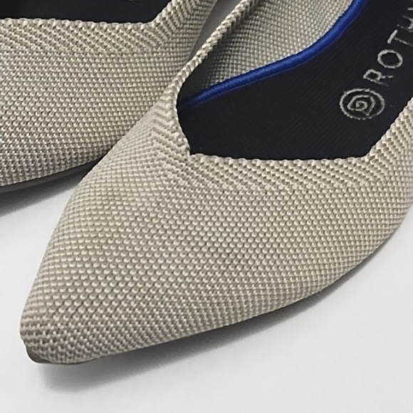 Rothy's knit Point Toe Light Gray Flat Shoes - Picture 8 of 11